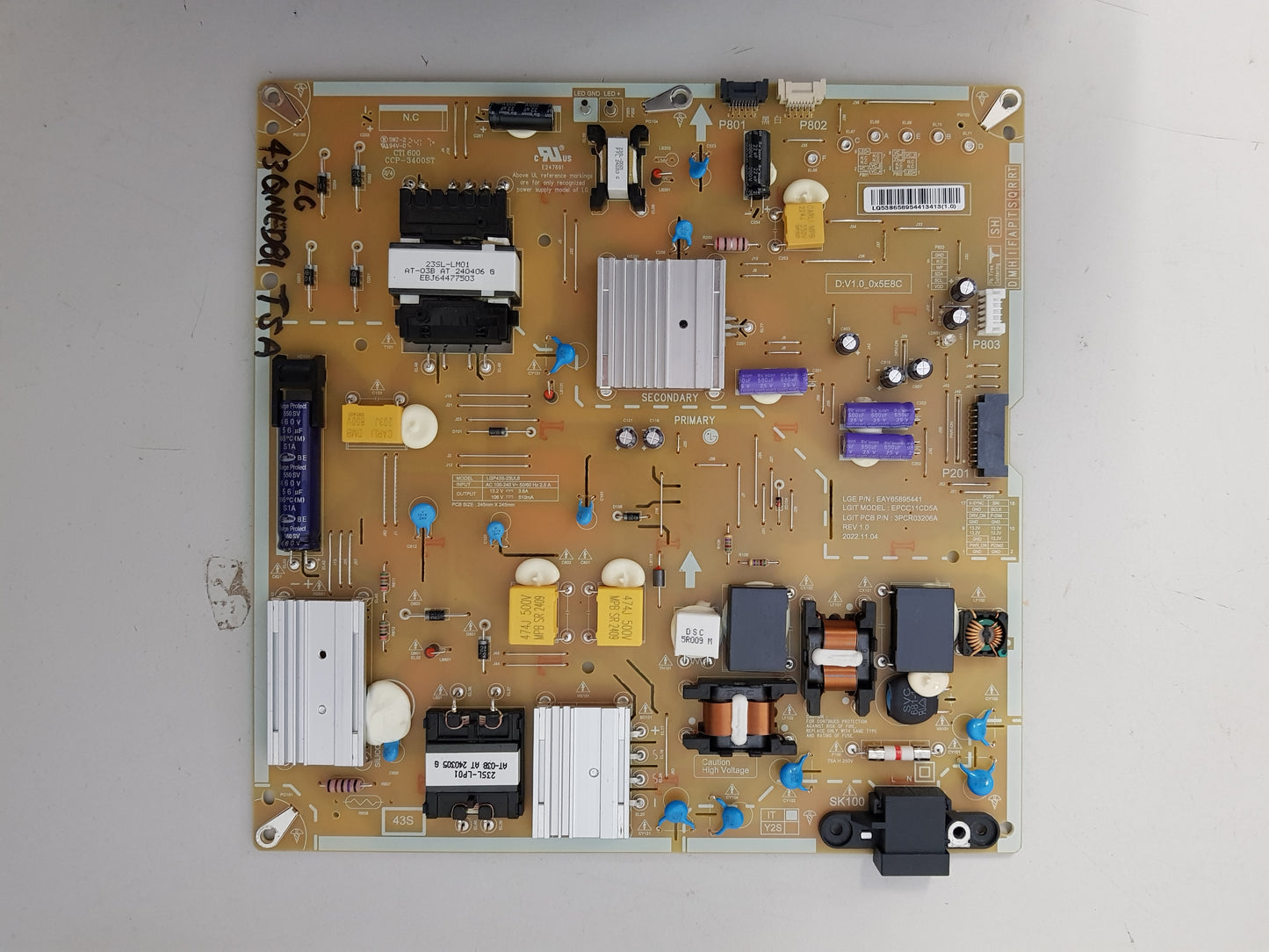 LG 43QNED81STA POWER SUPPLY BOARD EAY65895441 EPCC11CD5A 3PCR03206A