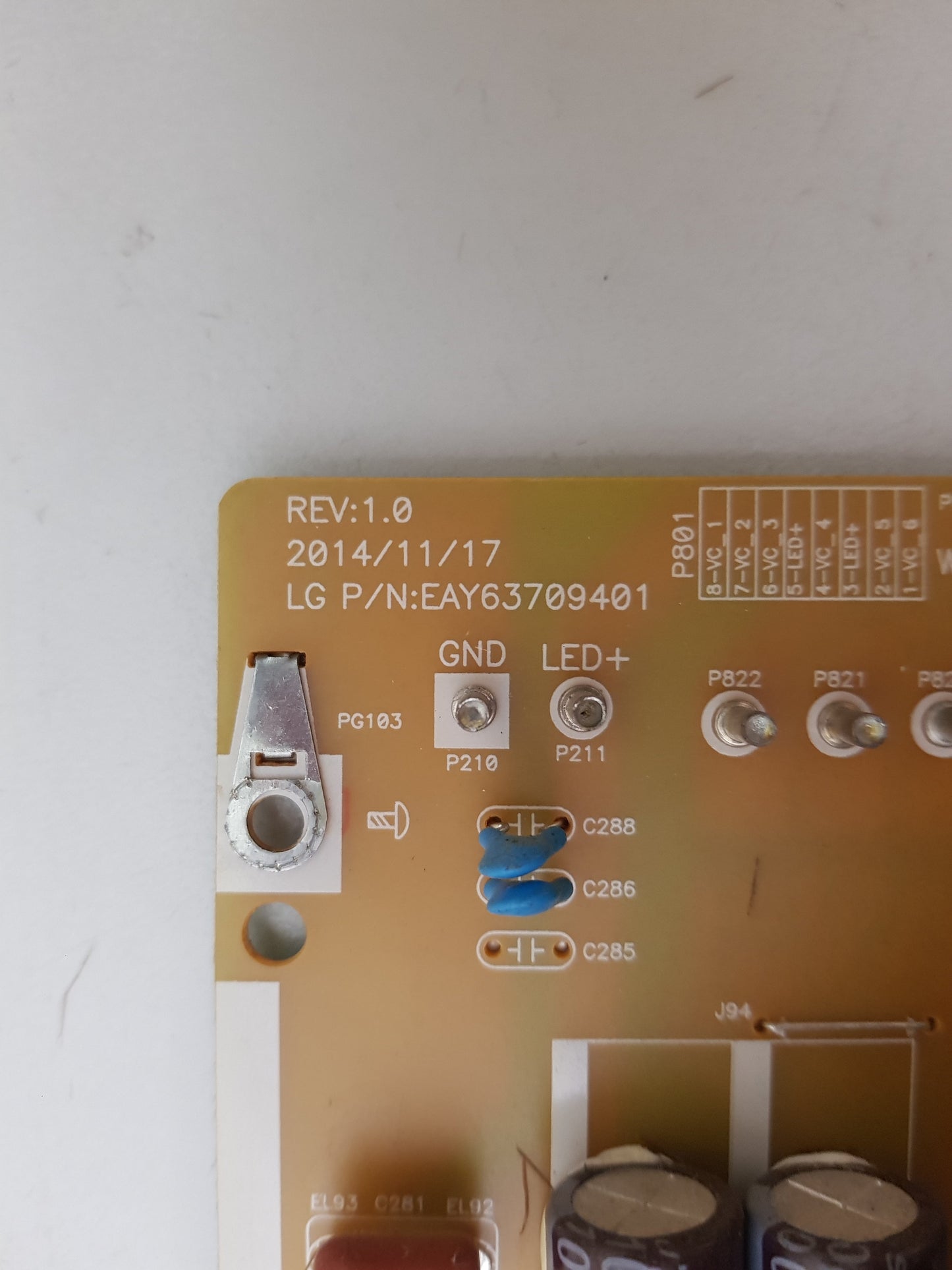 LG 65UF950T POWER SUPPLY BOARD EAY63709401 LGP65-15UF12
