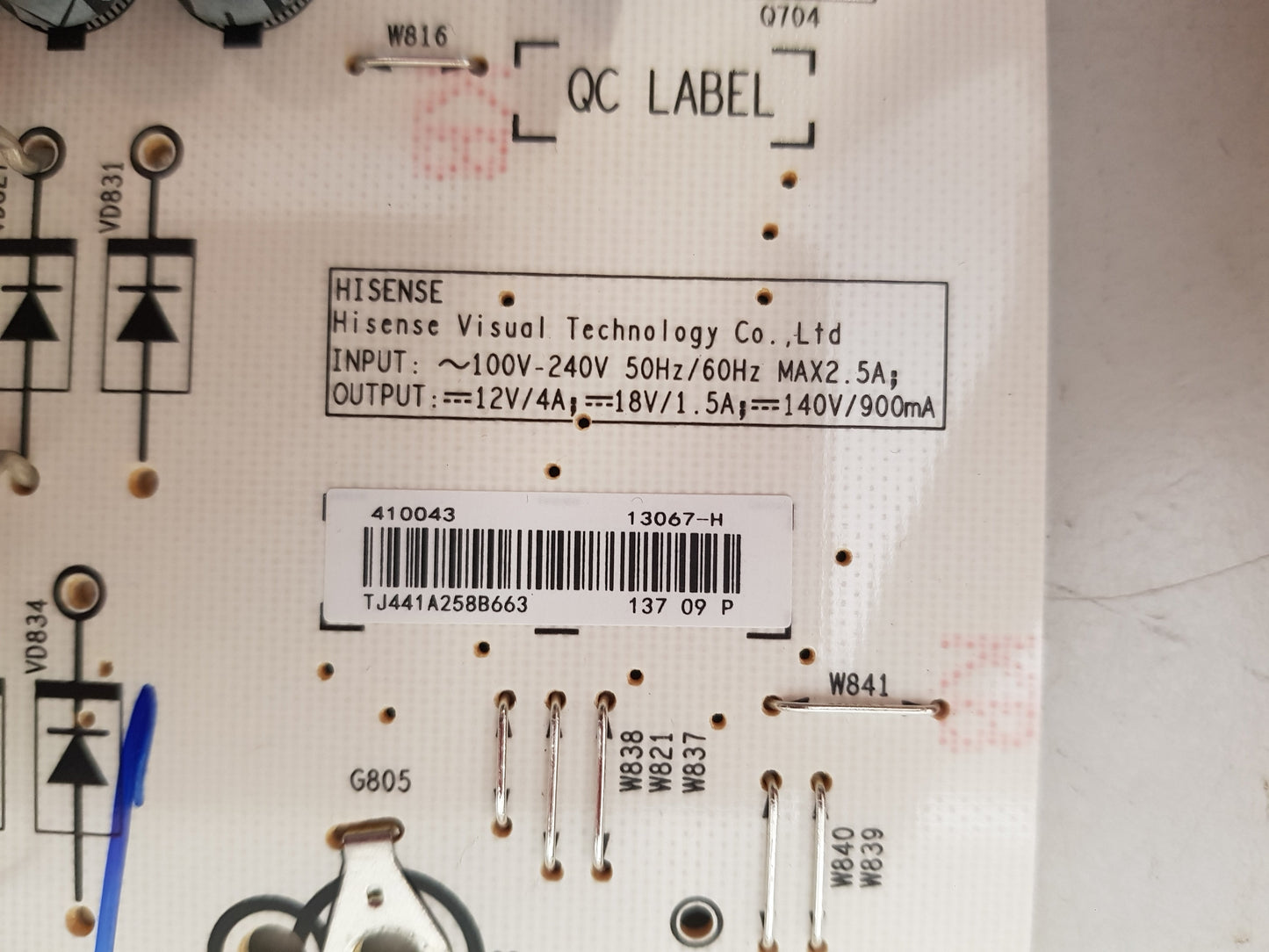 HISENSE 65Q6QAU POWER SUPPLY BOARD RSAG7.820.13067 410043