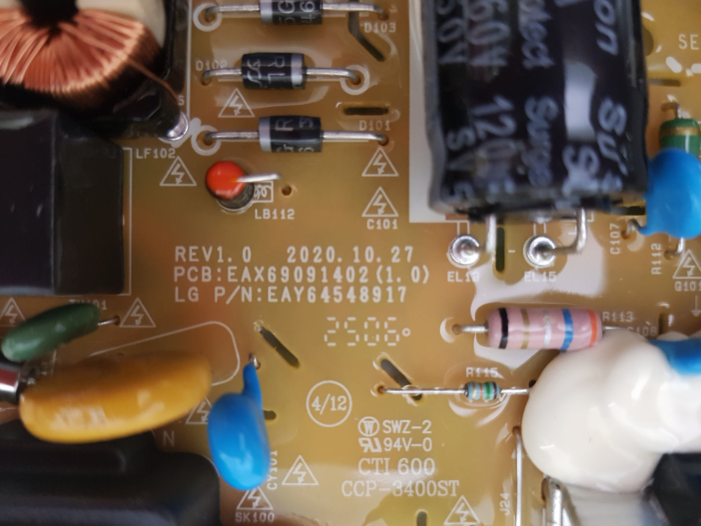 LG 32LN660HBSD POWER SUPPLY BOARD LGP32D-17F1 EAX69091402 1.0 EAY64548917