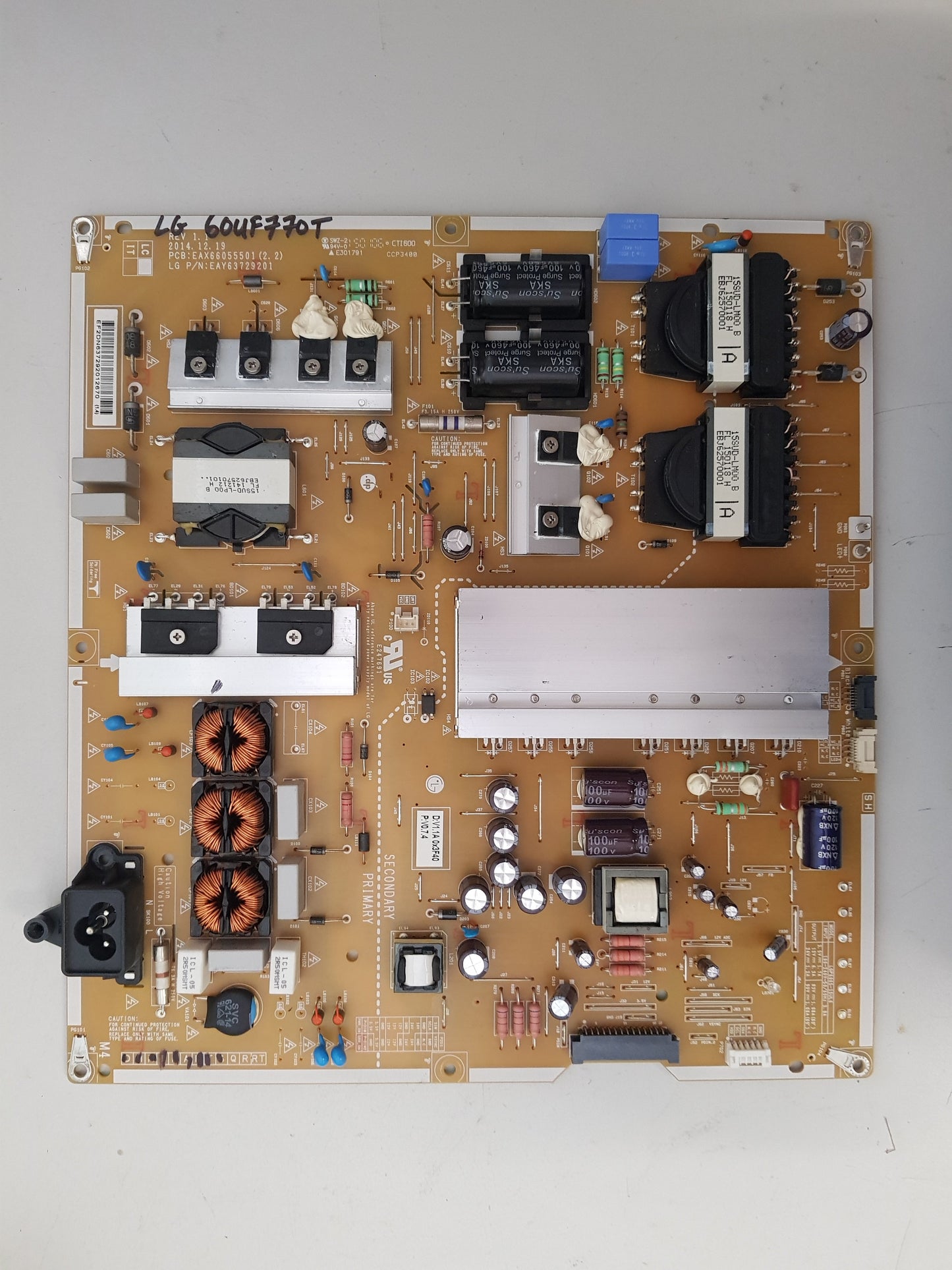 LG 60UF770T POWER SUPPLY BOARD EAY63729201 EAX66055501 2.2 LGP6065-15UL6