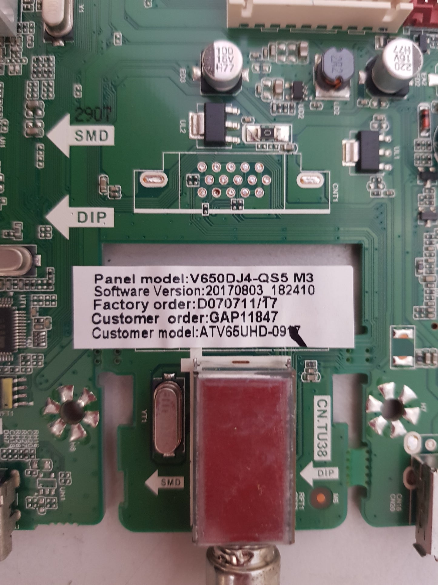 BAUHN ATV65UHD-0917 MAIN BOARD T.MS3458.U801 V650DJ4-QS5