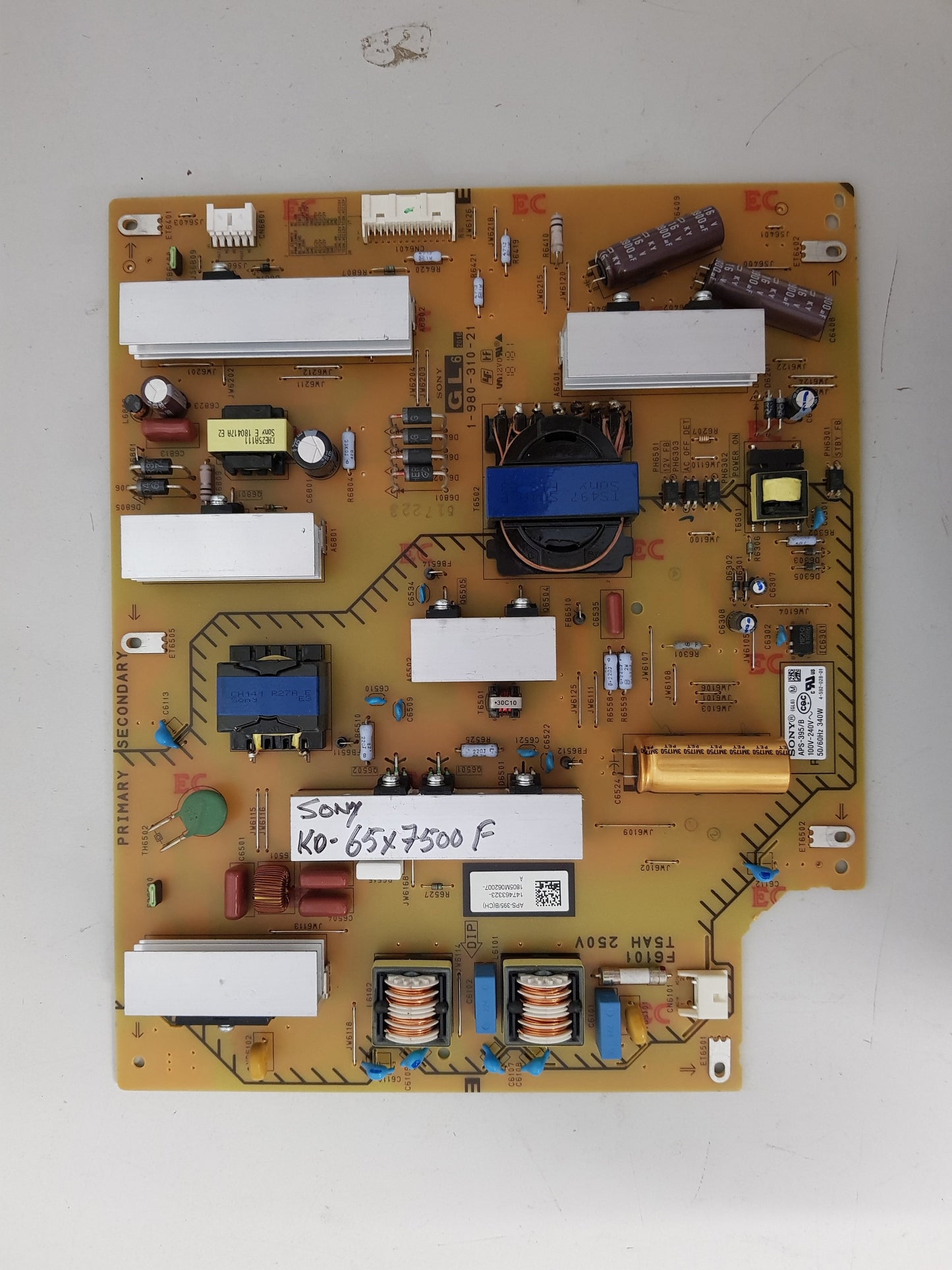 SONY KD- 65X7500F POWER SUPPLY BOARD GL6 1-980-310-21 147463323 APS-395/B