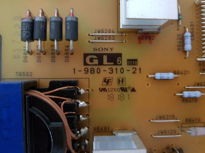 SONY KD- 65X7500F POWER SUPPLY BOARD GL6 1-980-310-21 147463323 APS-395/B