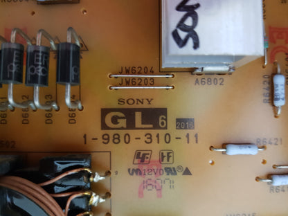 SONY KD- 49X7000D POWER SUPPLY BOARD GL6 APS-395/B 1-980-310-11 147463311