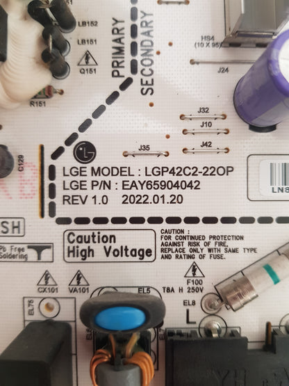LG OLED 42C2PSA POWER SUPPLY BOARD EAY65904042 LGP42C2-22OP