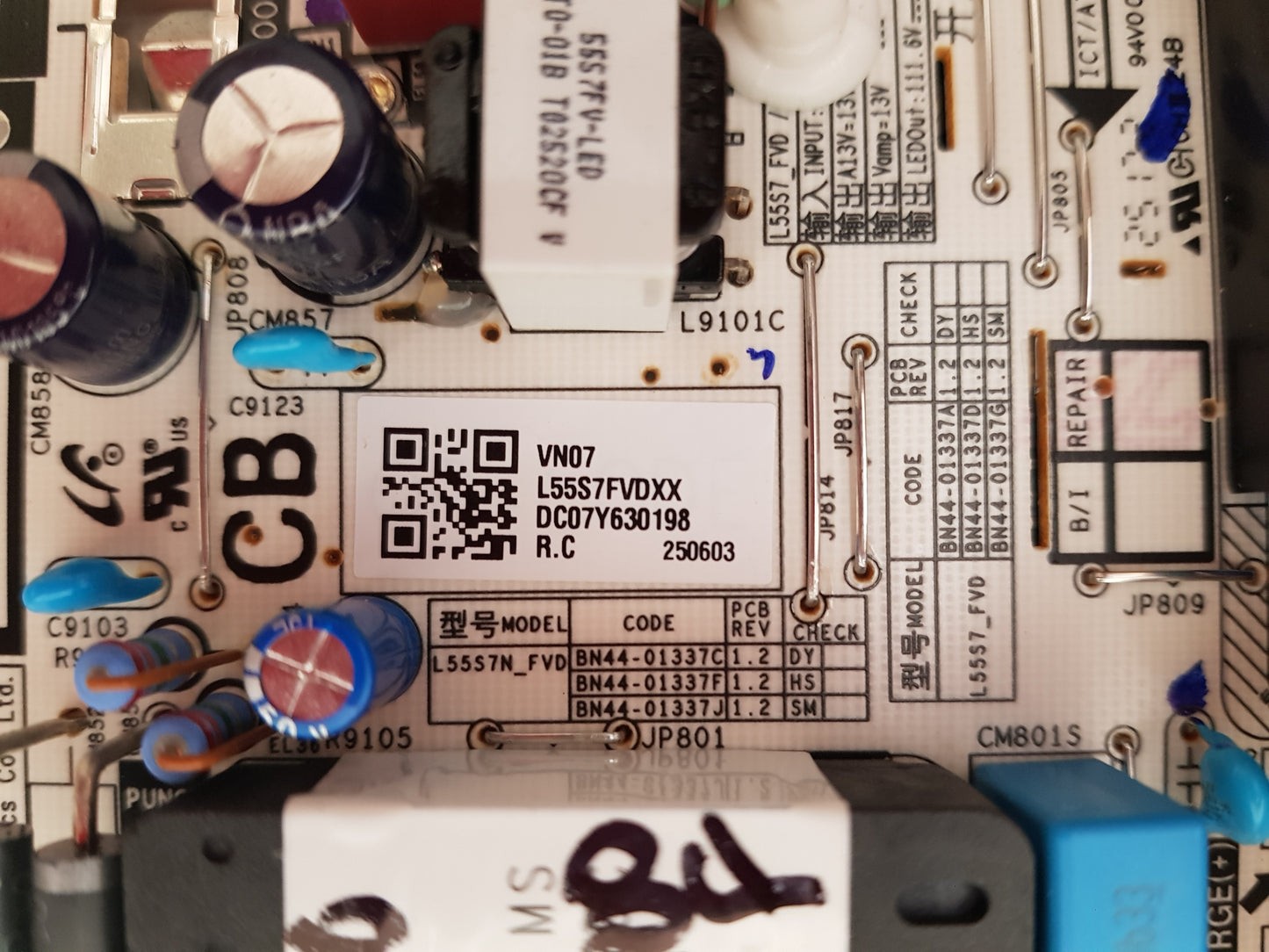 SAMSUNG UA55U8500F POWER SUPPLY BOARD L55S_FVD BN44-01337
