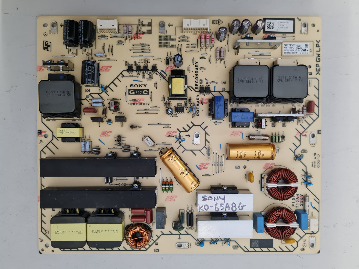 SONY KD- 65A8G POWER SUPPLY BOARD G812C 100160012 147474411 APS-422