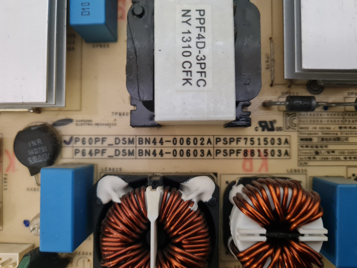 SAMSUNG PS60F8500AM POWER SUPPLY BOARD BN44-00602A P60PF_DSM PSPF751503A