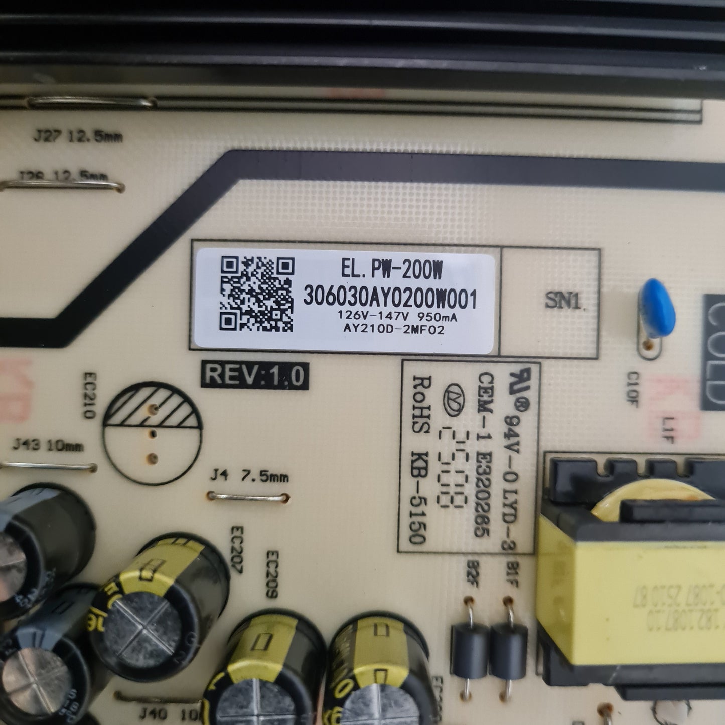 KOGAN KAQL65XQ98GSVA POWER SUPPLY BOARD EL.PW-200W