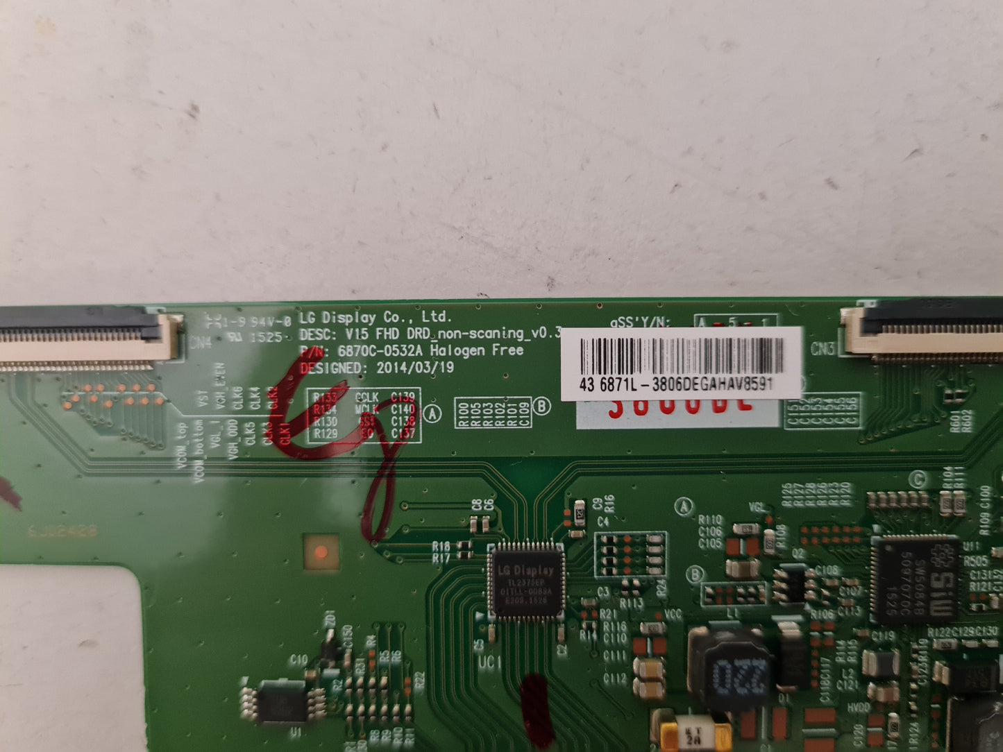 LG 43LF5900 T-CON BOARD 6871L-3806D 6870C-0532A