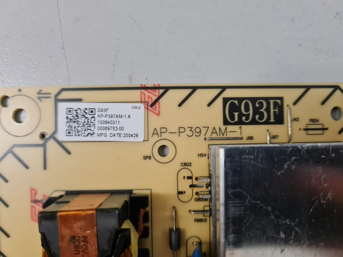 SONY KD- 55A8H POWER SUPPLY BOARD G93F AP-P397AM-1 100640311 2955063901