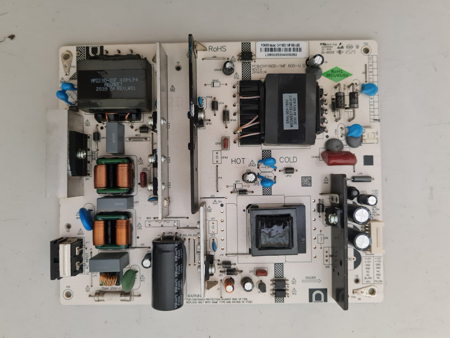 CHIQ U58H10 POWER SUPPLY BOARD CH1160D-1MF 600-U D CH1160D-1MF 600-UBE