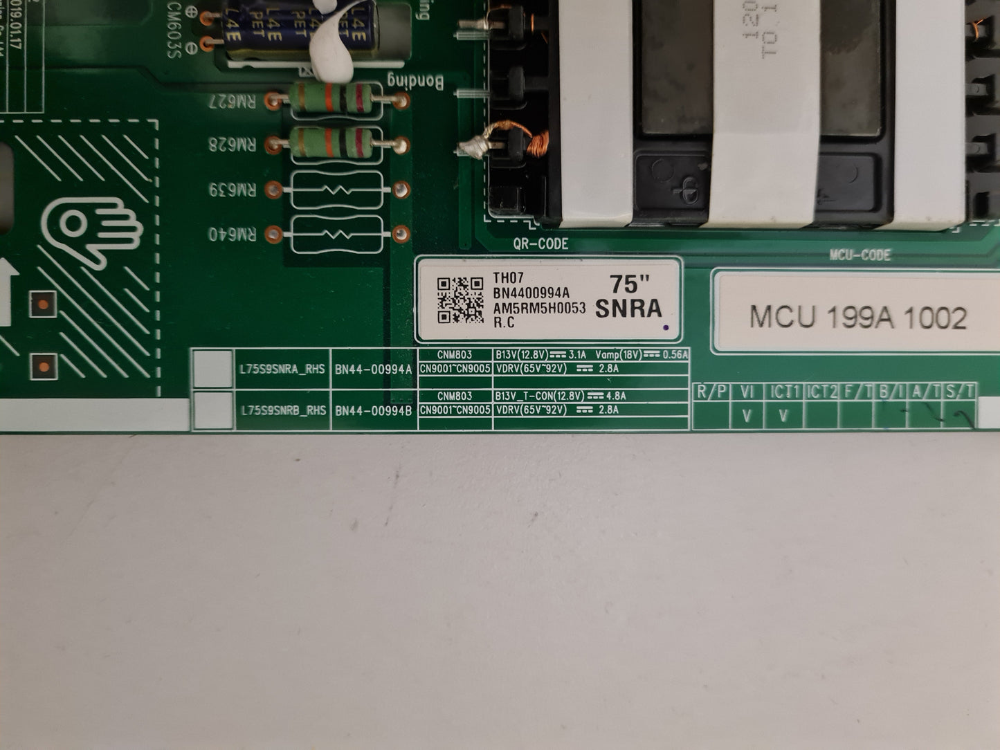 SAMSUNG QA75Q900RBW POWER SUPPLY BOARD BN44-0994A L75S9SNRA_RHS