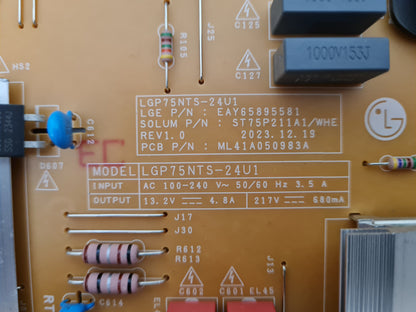 LG 75UT8050PSB POWER SUPPLY BOARD EAY65895581 LGP75NTS-24U1