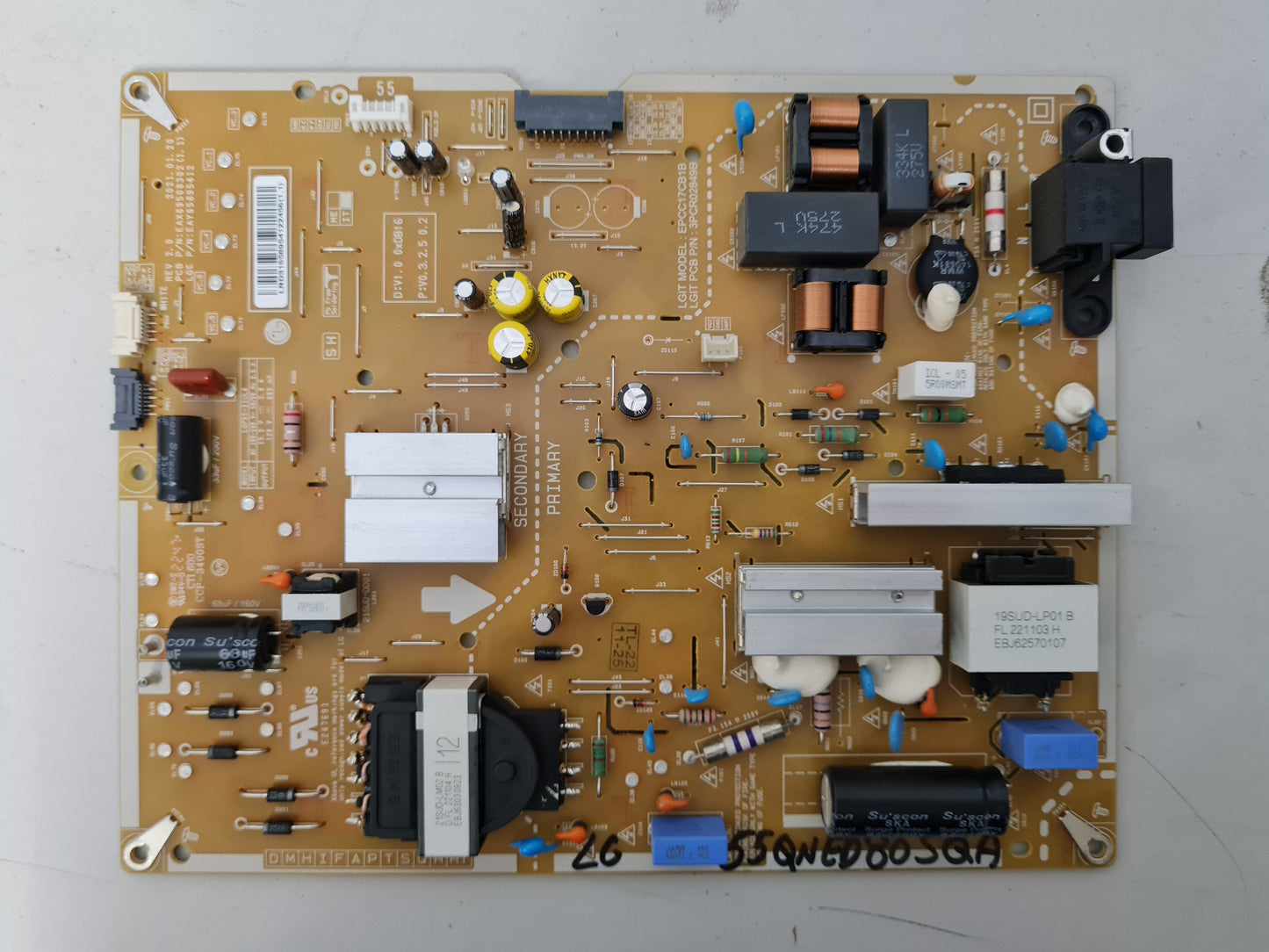 LG 55QNED80SQA POWER SUPPLY BOARD EAX69508302 1.1 EAY65895412 LGP55-21UL6