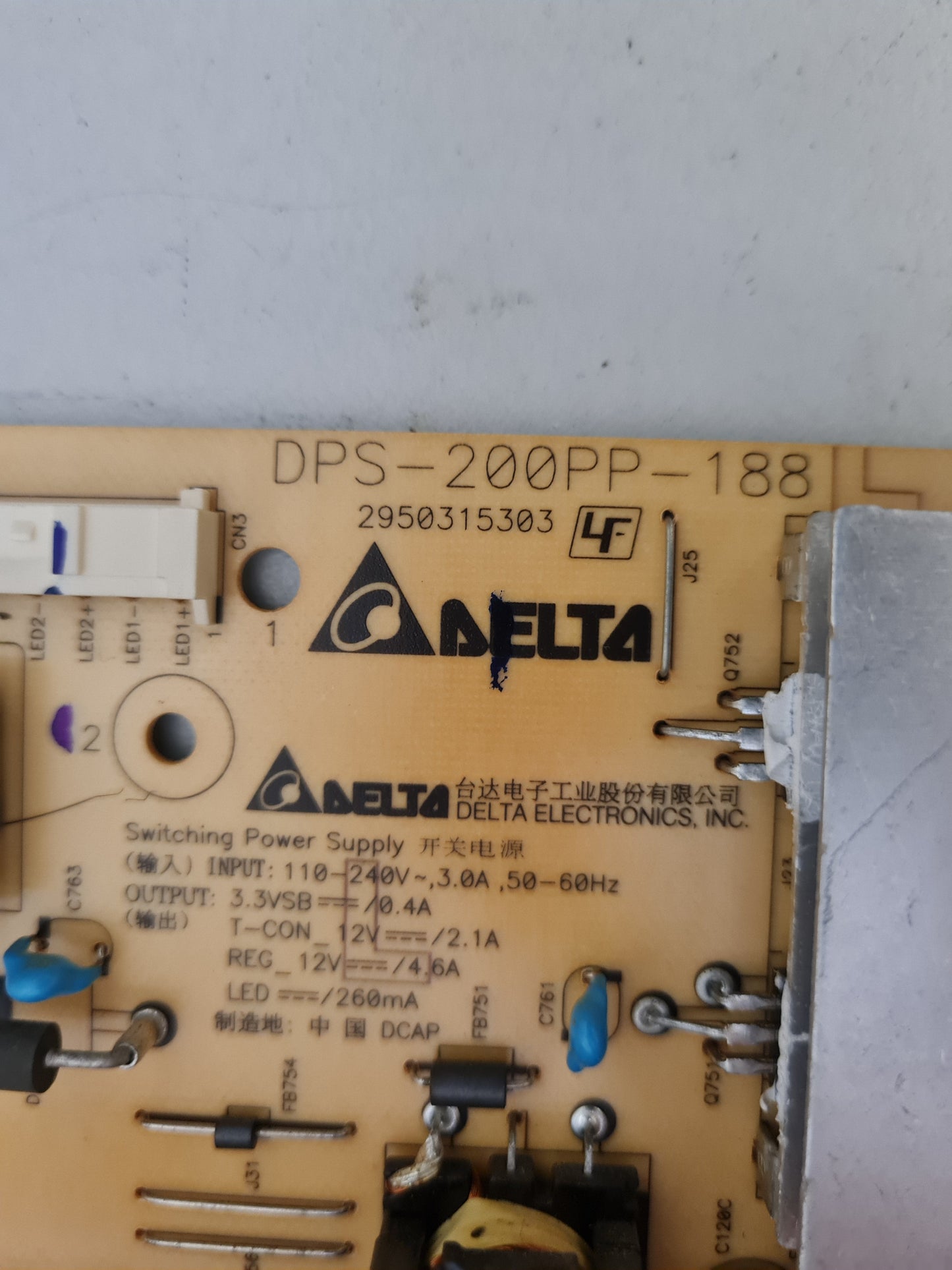 SONY KDL- 60R520 POWER SUPPLY BOARD DPS-200PP-188 2950315303