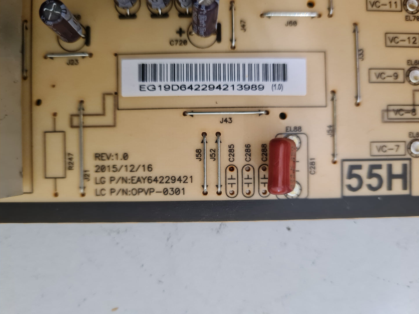 LG 55UH950T POWER SUPPLY BOARD EAY64229421 OPVP-0301 LGP55H-16UH12