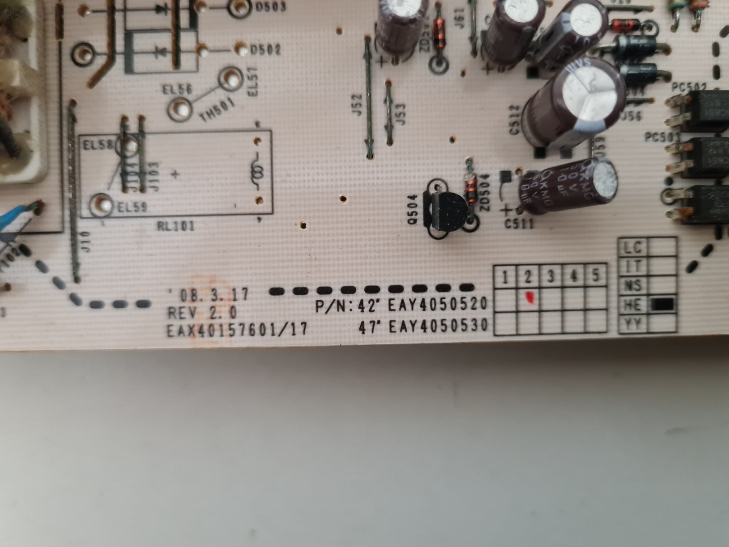 LG 42LG50FD POWER SUPPLY BOARD EAX40157601/17 EAY40505202LGP42-08H:T