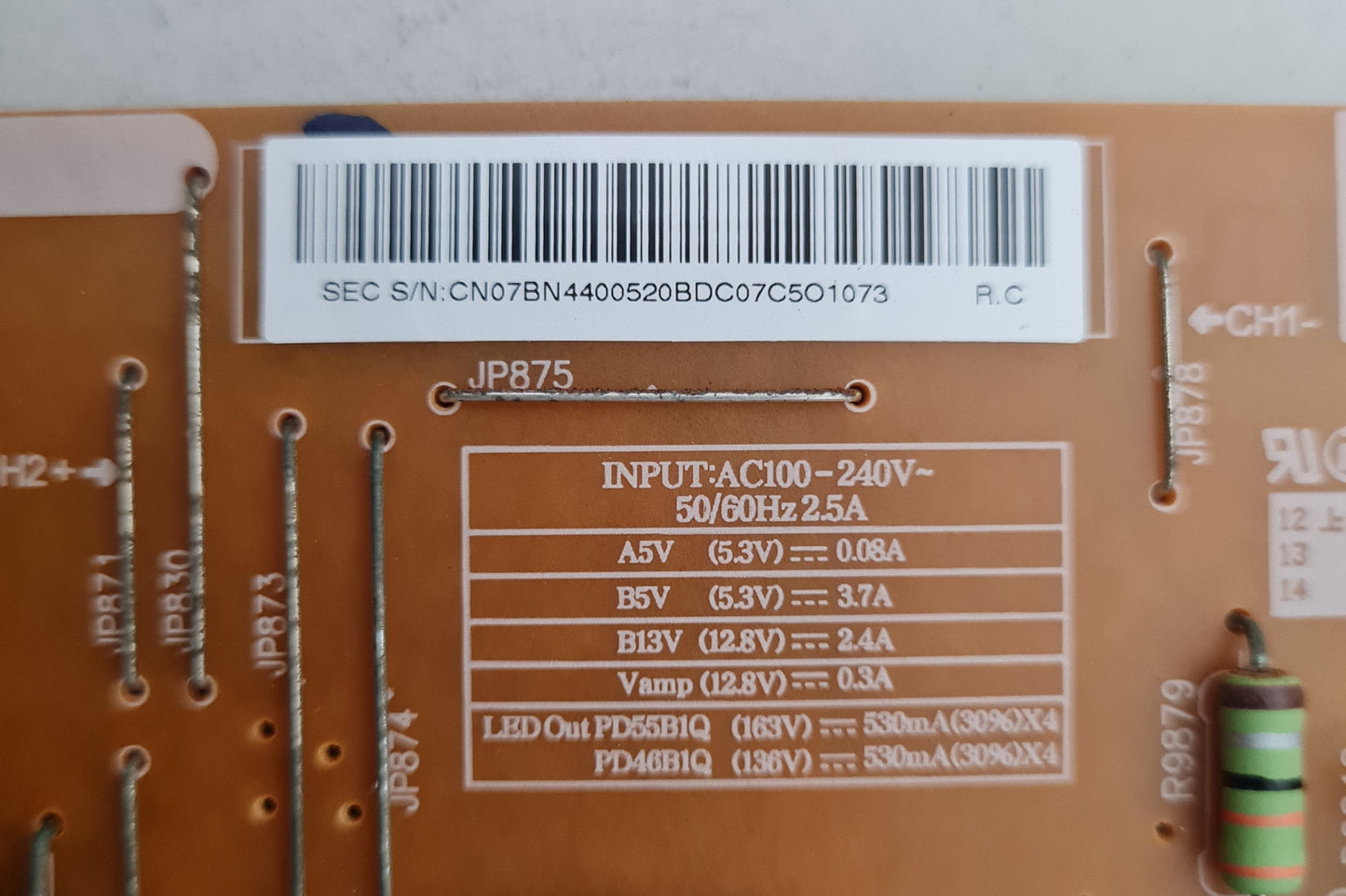 SAMSUNG UA40ES6600 POWER SUPPLY BOARD BN44-00520B PD46B1Q_CDY
