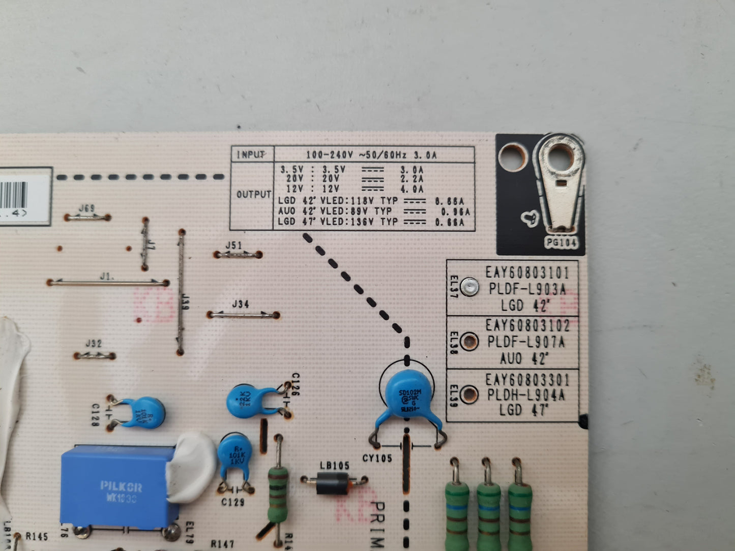 LG 42LE7500 POWER SUPPLY BOARD EAY60803101 3PCGC10008A-R PLDF-L903A