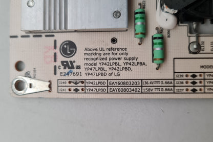 LG 42LX6500 POWER SUPPLY BOARD EAY60803203 YP42LPBD
