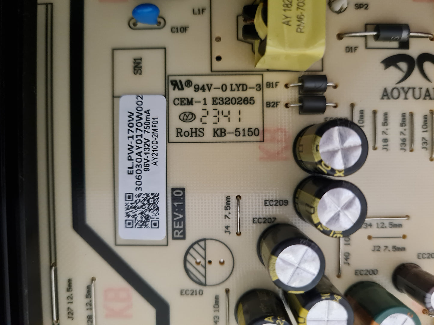KOGAN KAQL55XQ98GSVA POWER SUPPLY BOARD EL.PW-170W