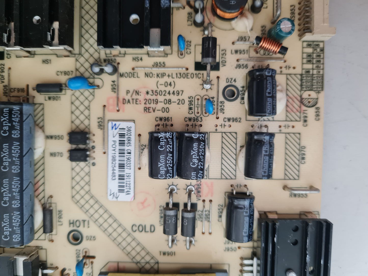JVC LT-55N6105A POWER SUPPLY BOARD 34024845 35024497 KIP+L130E01C1