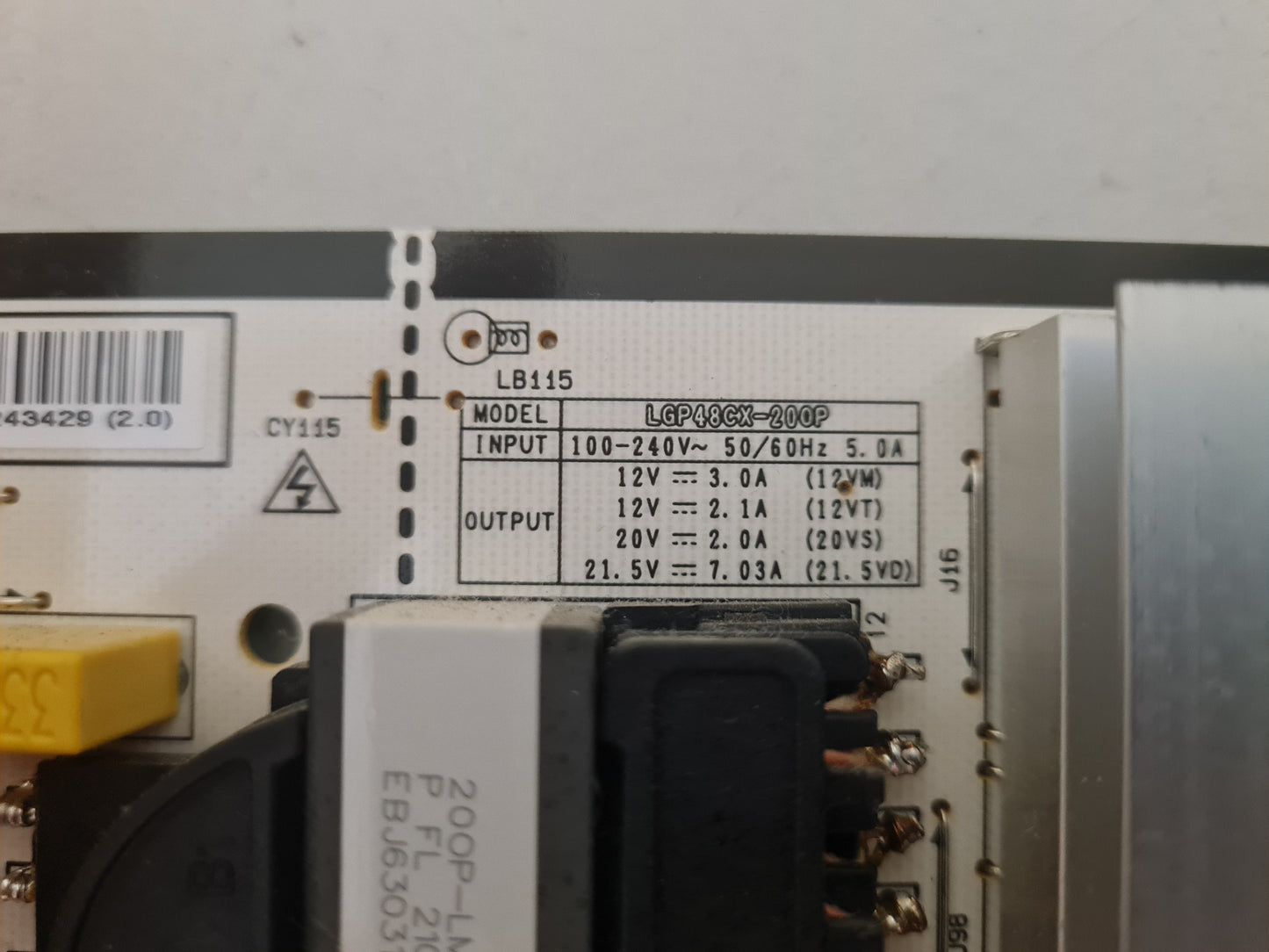 LG OLED 48C1PTB POWER SUPPLY BOARD EAY65768824 LGP48CX-20OP EAX69117402 1.1