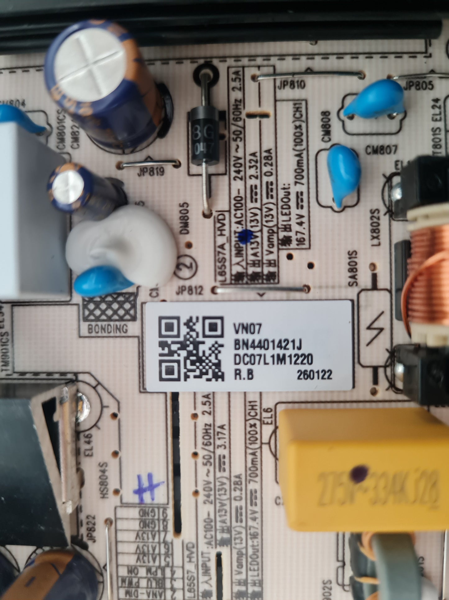 SAMSUNG UA65M70HAW POWER SUPPLY BOARD BN44-01421J L65S7A_HVD
