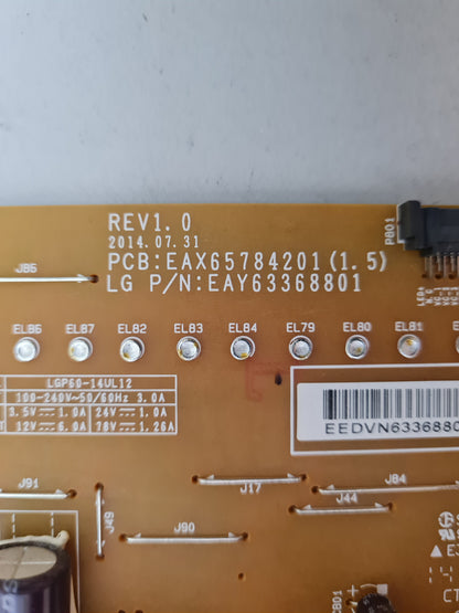 LG 60UB850T POWER SUPPLY BOARD EAX65784201 1.5 EAY63368801 LGP60-14UL12