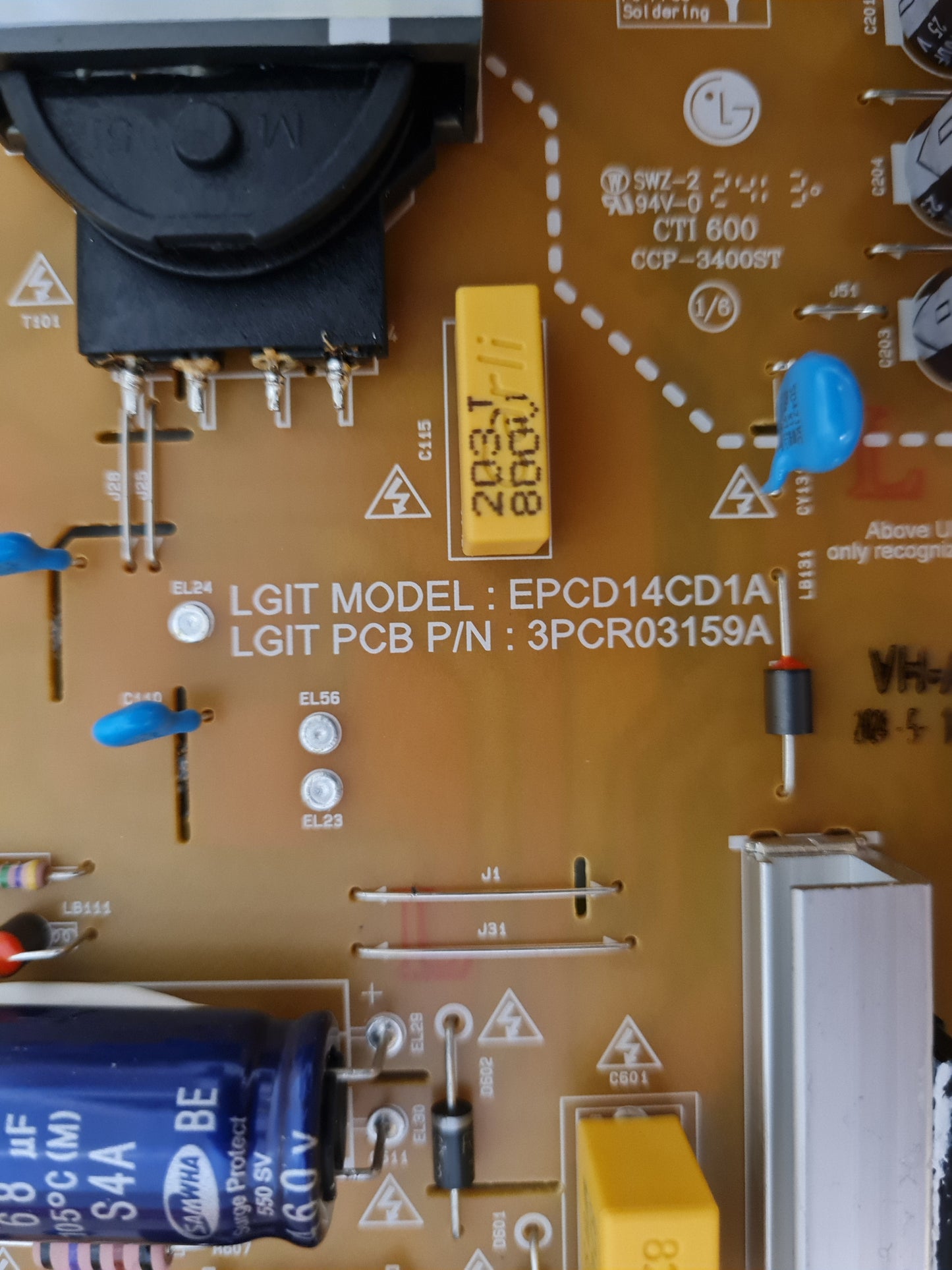 LG 55UT8050PSB POWER SUPPLY BOARD EAY65895569 EPCD14CD1A 3PCR03159A LGP55AT-22U1