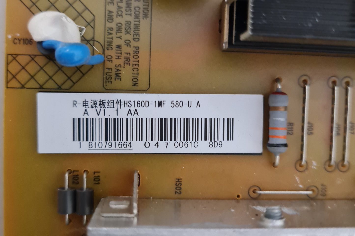 KOGAN KALED55LU8010STA POWER SUPPLY BOARD HS160D-1MF 580-U A
