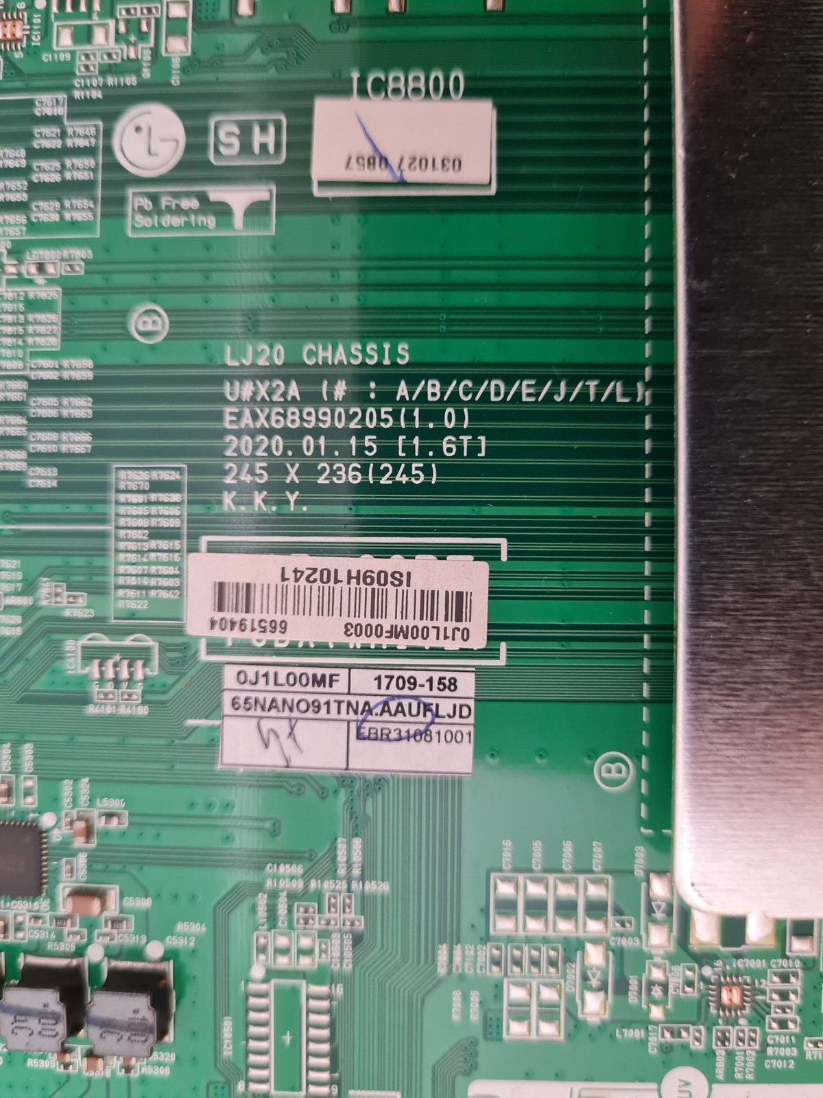 LG 65NANO91TNA .AAUFLJD MAIN BOARD EAX68990205 1.0 66519404 EBR31081001