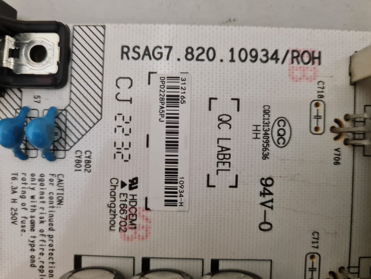 HISENSE 65U9HAU POWER SUPPLY BOARD RSAG7.820.10934 312165