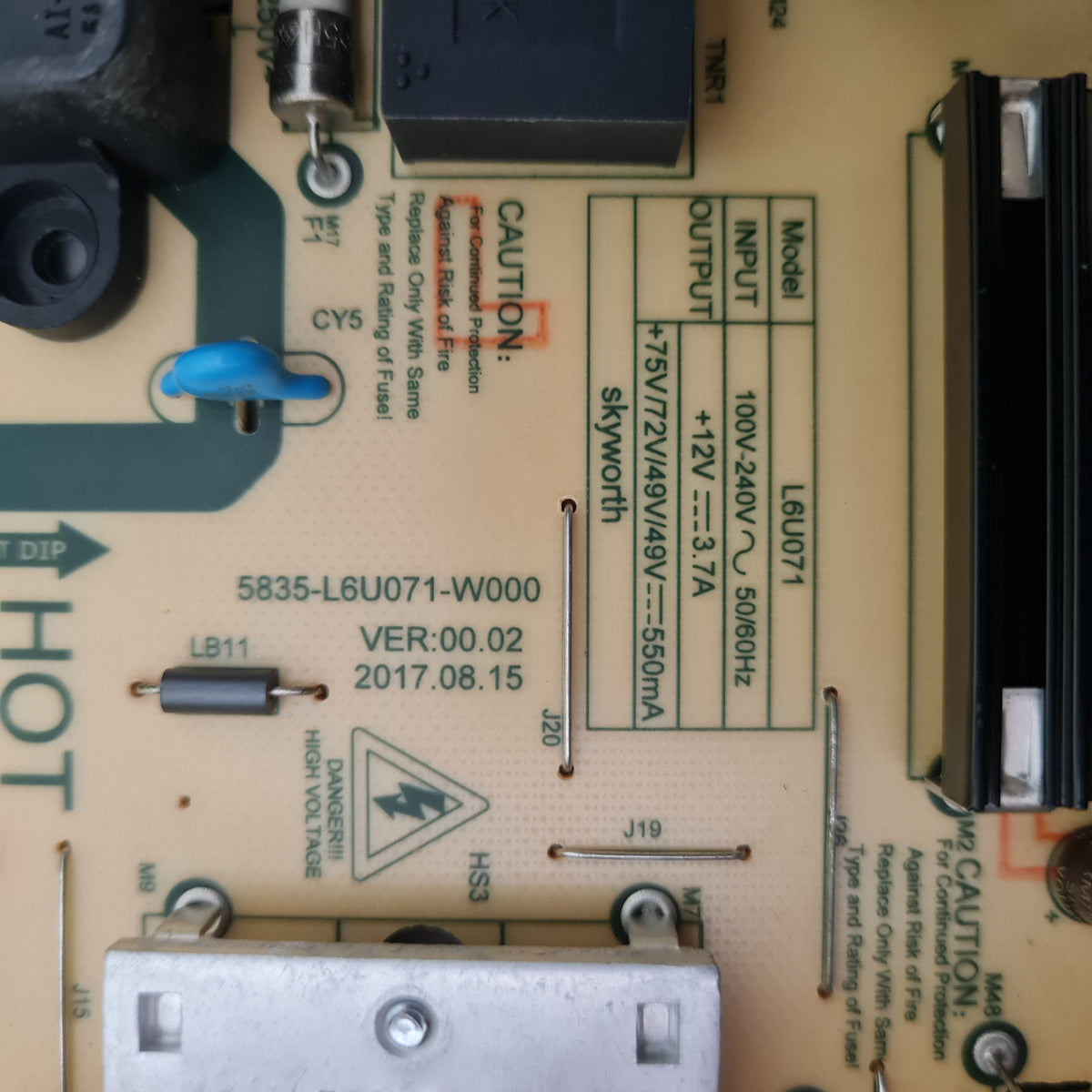 KOGAN KALED65XU9010SKA POWER SUPPLY BOARD 5835-L6U071-W000 L6U071