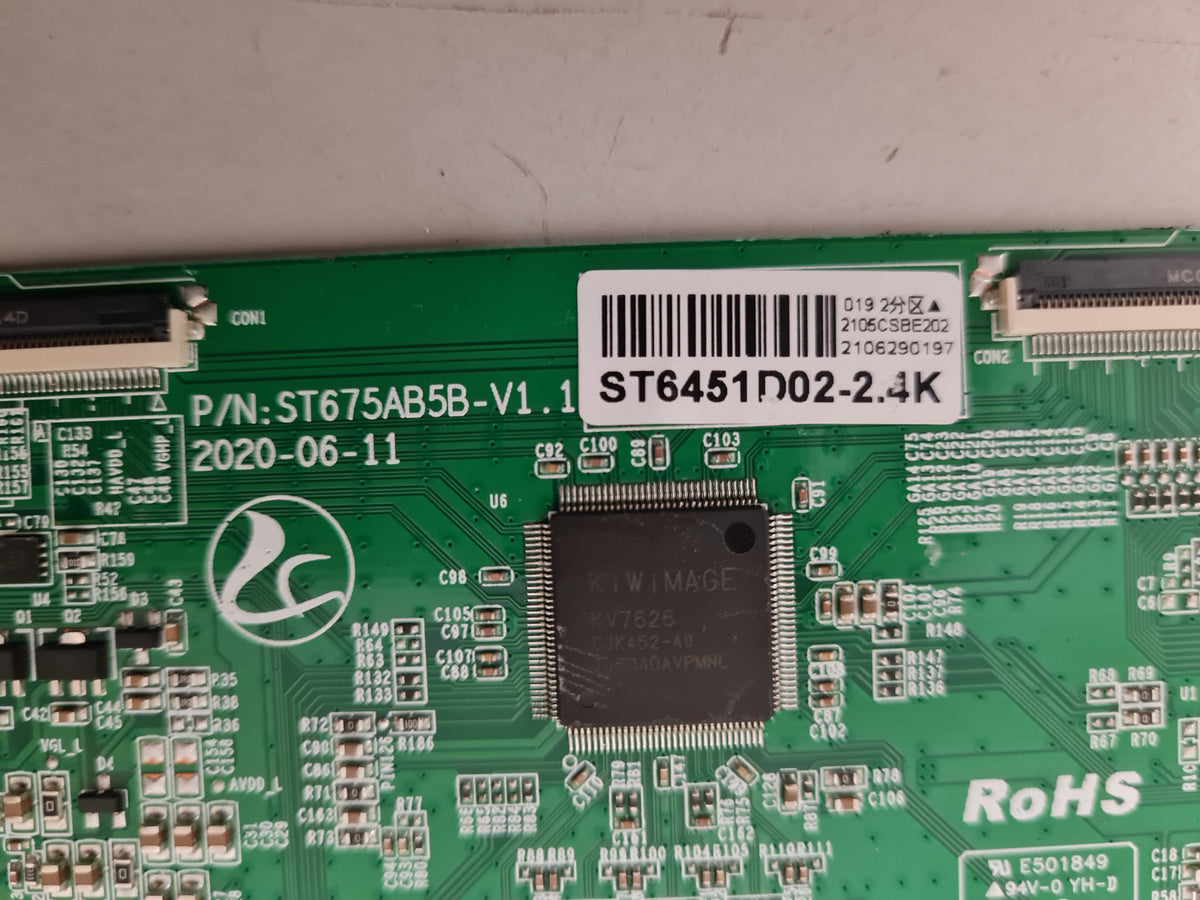 BAUHN ATV65UHDW-1021 T-CON BOARD ST675AB5B-V1.1 ST6451D02-2.4K