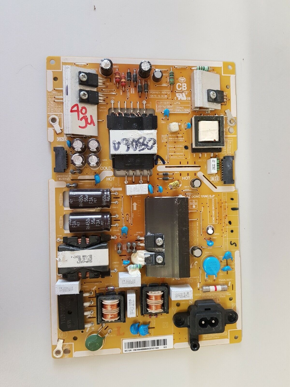 GENUINE SAMSUNG UA40JU6400 40KU6000 POWER SUPPLY BOARD BN44-00806A L40S6_FDY