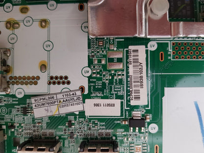 GENUINE LG 43UM7600 MAIN BOARD EBR87481601 66116502 EAX68253604 1.0