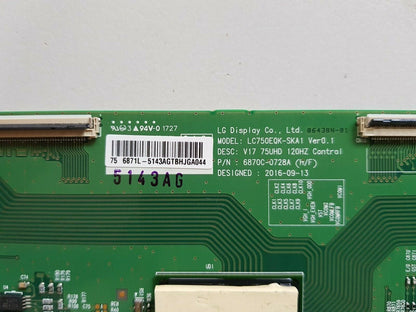 GENUINE SONY KD75X8500E T-CON BOARD 6870C-0728A 6871L-5143AG