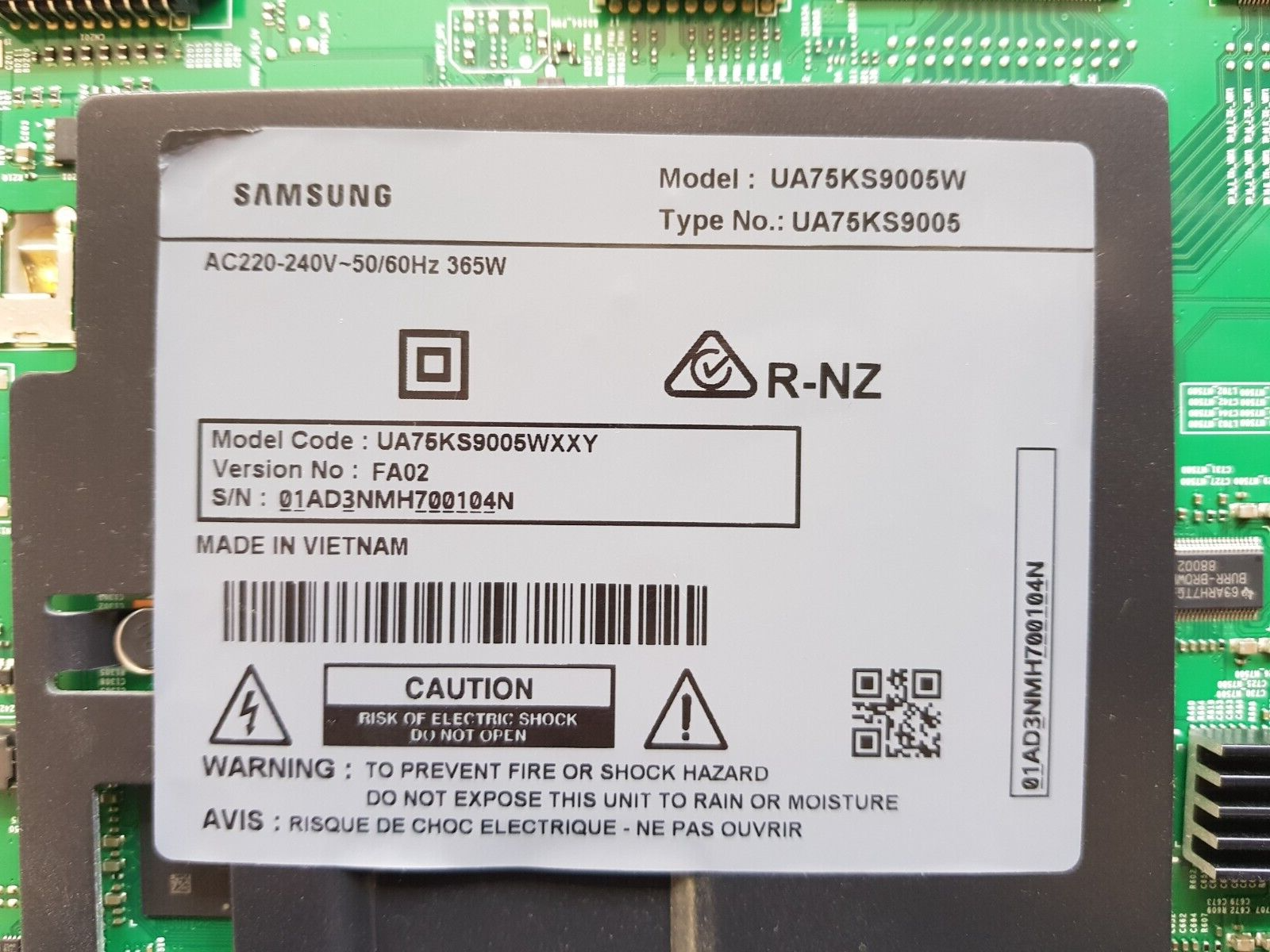GENUINE SAMSUNG UA75KS9005WXXY (VER FA01) MAIN BOARD BN94-10843V BN41-02505A