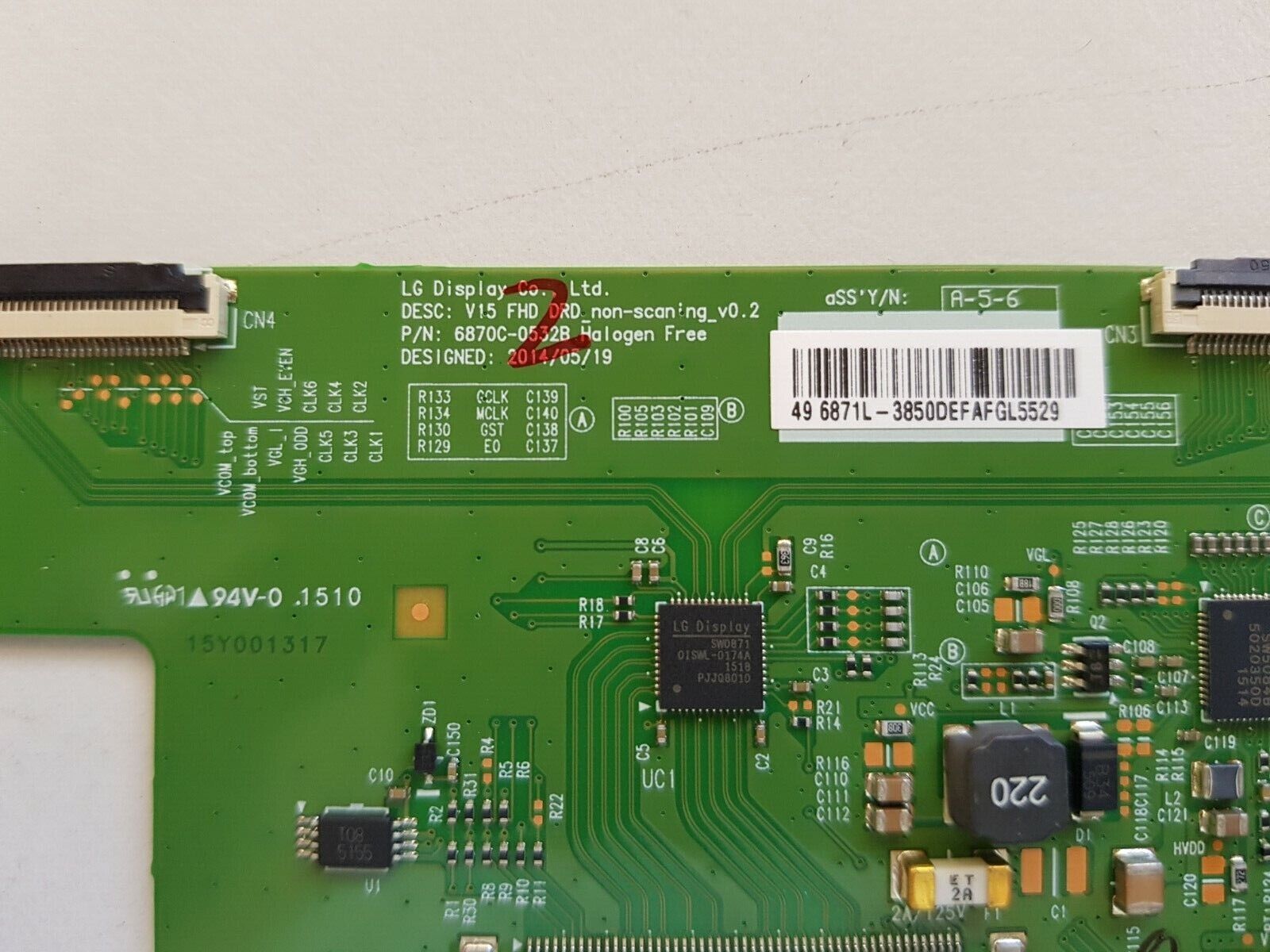 GENUINE LG 49LF5000 49LF5100 49LF5900 T-CON BOARD 6871L-3850DE 6870C-0532B