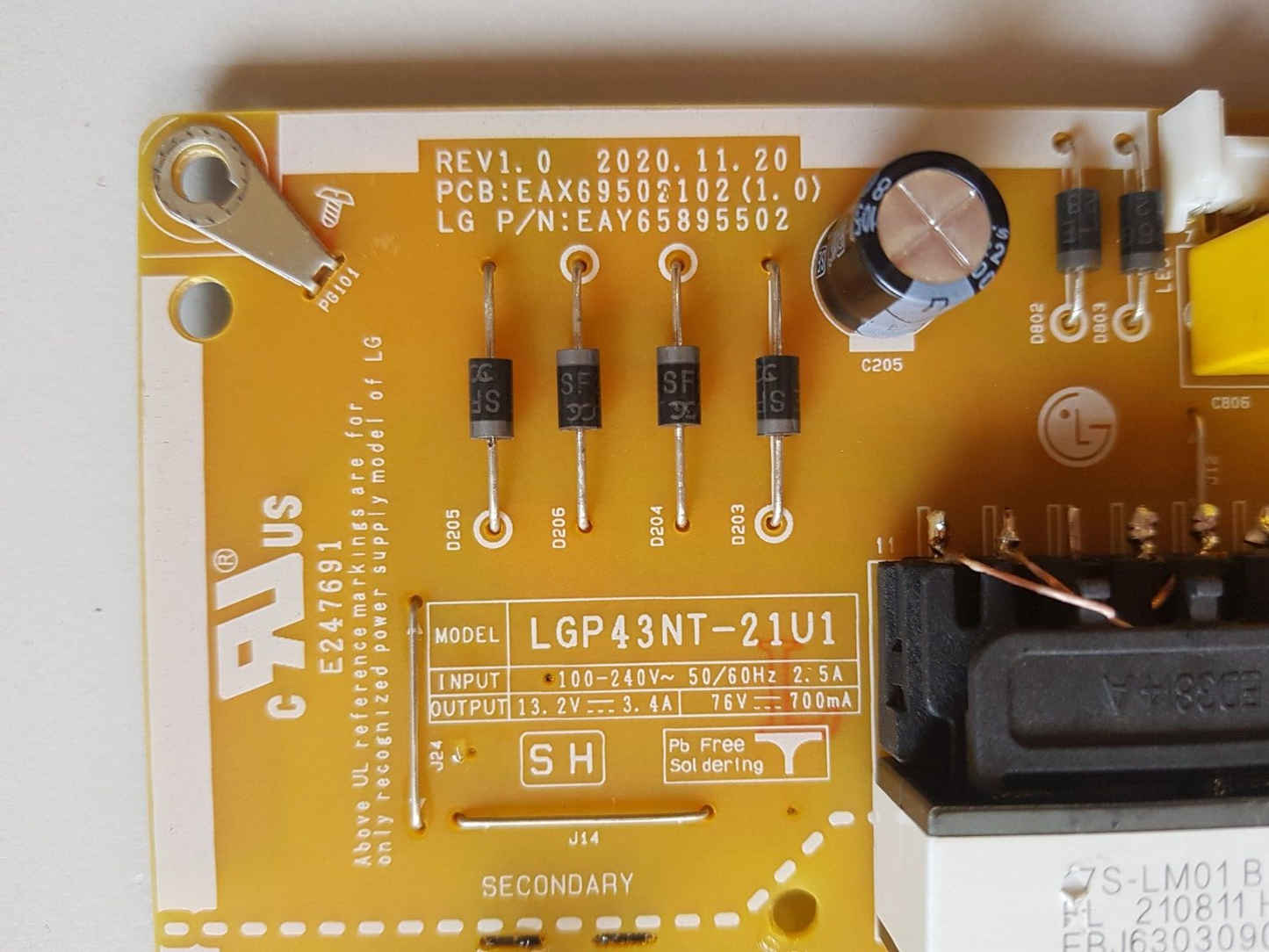 GENUINE LG 43UP8000 POWER SUPPLY BOARD EAY65895502 EAX69502102 1.0 LGP43NT-21U1