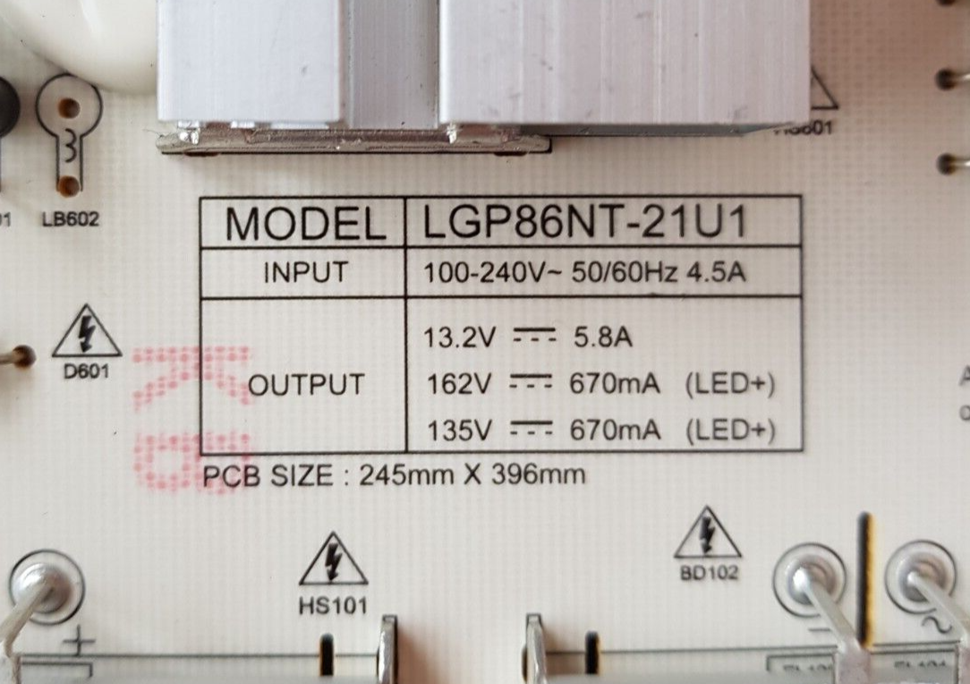 GENUINE LG 86UP8000PTB POWER SUPPLY BOARD EAY6585552 LGP86NT-21U1 3PCR02852B