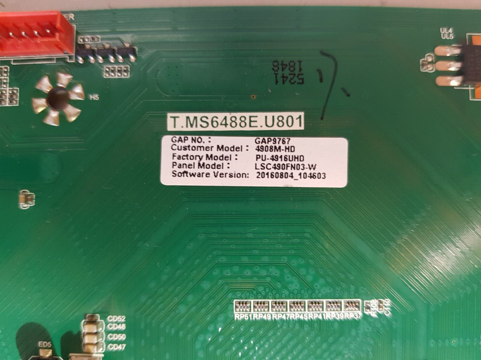 GENUINE POLAROID PU-4916UHD MAIN BOARD GAP9767 B16065241 T.MS6488E.U801