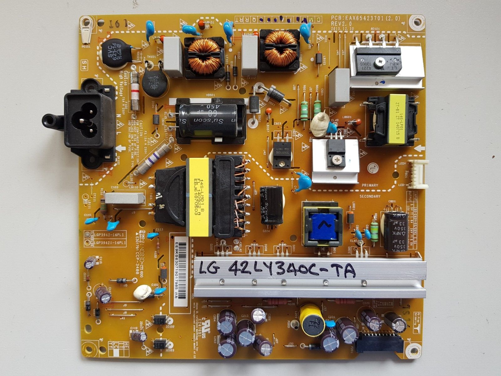 GENUINE LG 42LY340C POWER SUPPLY BOARD EAY63071901 EAX65423701 LGP3742-14PL1