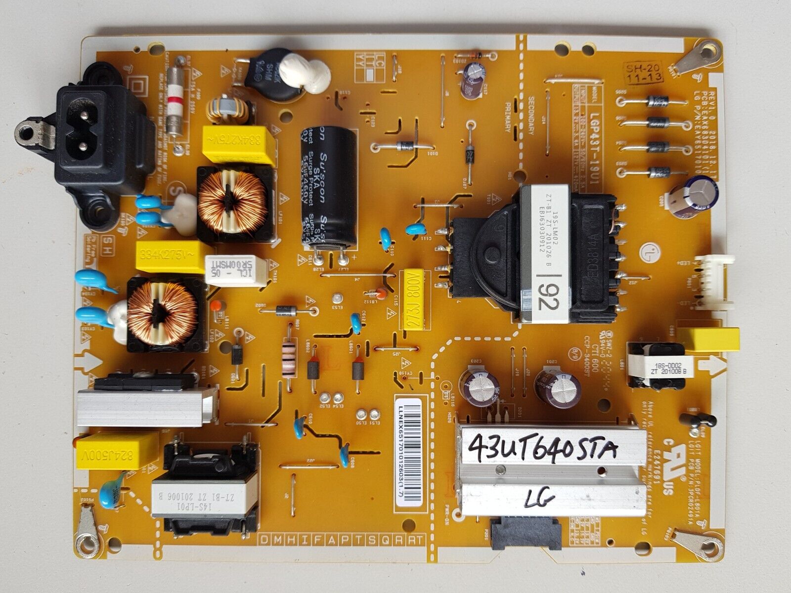 GENUINE LG 43UT640STA POWER SUPPLY BOARD EAX68304101 (1.7) EAY65170101