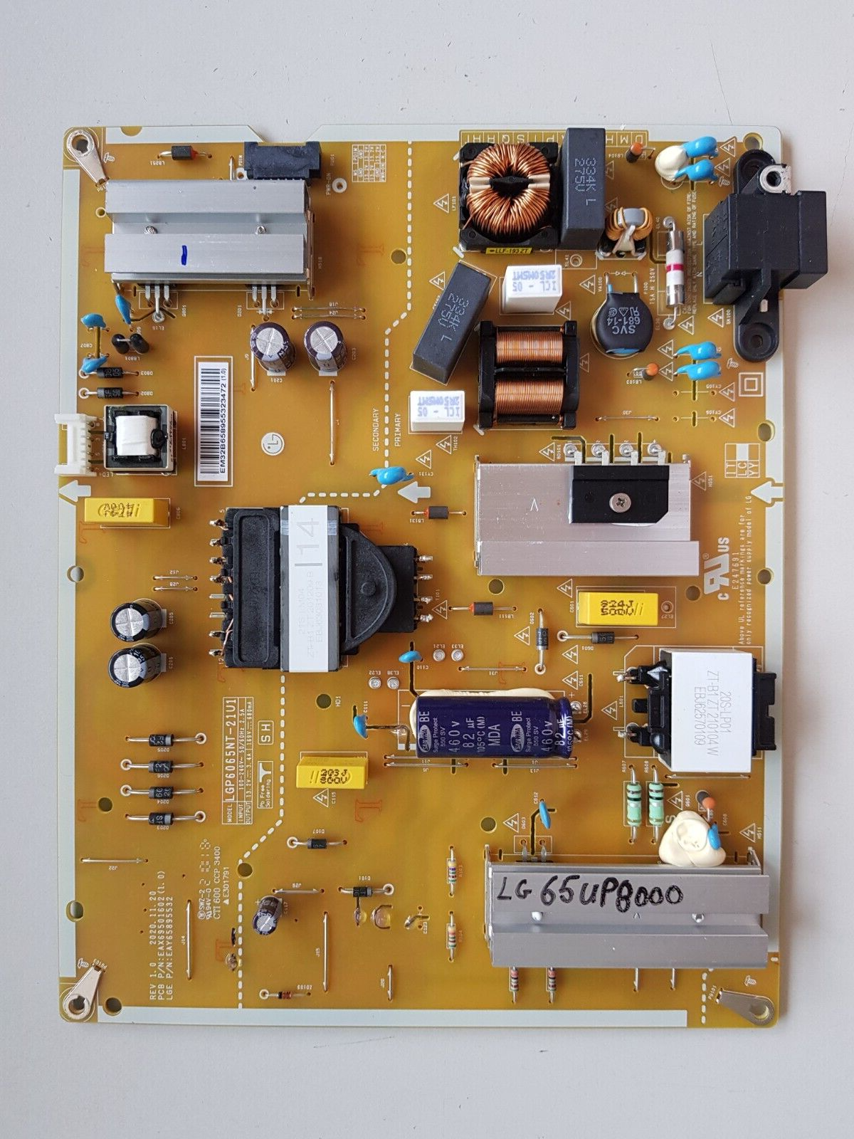 GENUINE LG 65UP8000 POWER SUPPLY BOARD EAY65895532 EAX69501602 LGP6065NT-21U1