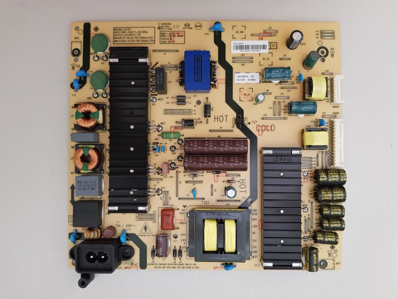GENUINE TOSHIBA 55L3650A POWER SUPPLY BOARD L5L01C 168P-L5L01C-W1