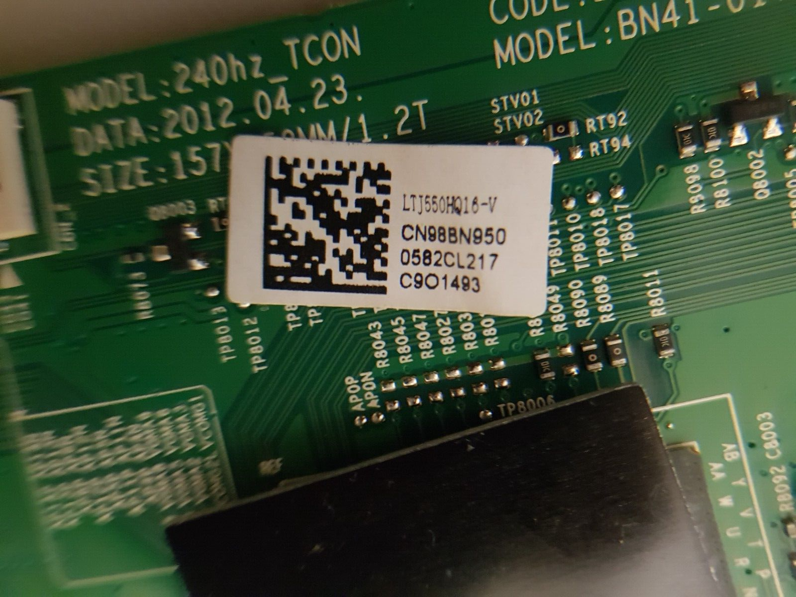 GENUINE SAMSUNG UA55ES8000 (VER-TS02) TCON BOARD BN95-00582C